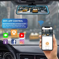 Caméra de tableau de bord GPS Wifi 4K 10 pouces Écran tactile Caméra de rétroviseur de voiture Double caméra Rétroviseur de voiture DVR Double objectif Avant et arrière Caméra de tableau de bord 4K