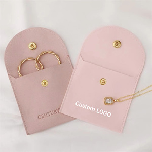 Sac à bouton-pression en velours avec logo personnalisé Emballage de bijoux en microfibre souple Pochette pour bracelet, collier, boucles d'oreilles, bagues - Product Image 1