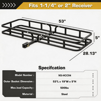 Panier de chargement robuste 500 LBS pour attelage, avec base en acier et barre de protection de 5 pouces, compatible avec récepteur de 2 pouces pour SUV et camion