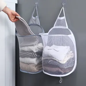 Popular New Arrival Collapsible Hanging Dirty Clothes Organizer Pop-up Mesh Laundry Bag With Handle
