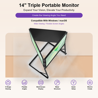 Nouvel arrivage 2026 : Moniteur portable triple écran 14 et 15,6 pouces FHD IPS en alliage d'aluminium pour ordinateurs portables professionnels Windows et Mac