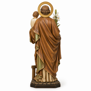 Statue religieuse catholique en résine de Saint <span class=keywords><strong>Joseph</strong></span> et Jésus, artisanale et peinte à la main, d'une valeur artistique - Product Image 2