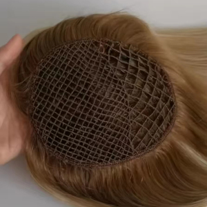 Vendita calda 100% vergine europea capelli Full handled a rete Mono pezzo Base di pizzo Toppers per le donne integrazione dritto - Product Image 1