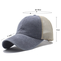 Gorra de malla vintage lavada unisex ajustable con logo bordado personalizado para hombre, gorra de béisbol deportiva tipo trucker
