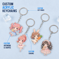 Porte-clés en acrylique mignon style anime, épaisseur 5 mm, impression UV vif, anneau de clé séparé, commande en gros, OEM ODM, forme et taille personnalisées