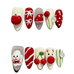 <span class=keywords><strong>Uñas</strong></span> Postizas Hechas a Mano Personalizadas Rojo Blanco Verde 3D Lindo Muñeco <span class=keywords><strong>de</strong></span> Nieve Festivo Navideño <span class=keywords><strong>Uñas</strong></span> Artificiales OEM ODM <span class=keywords><strong>Uñas</strong></span> Acrílicas - Product Image 1