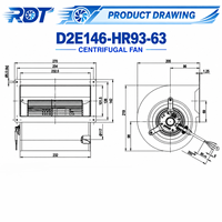 Ventilateur Radial Industriel 4 Vitesses Boîtier PP D2E146-HR93-63 Solution de Remplacement pour Refroidissement d'Équipement et Gestion Thermique du Flux d'Air