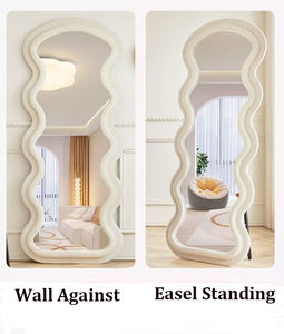 Hot Sale <strong>Full</strong> <strong>Length</strong> Flannel Waved Wooden <strong>Mirror</strong> Frame Long Wavy Floor Standing Wall <strong>Leaner</strong> <strong>Mirror</strong> Arched - Product Image 2