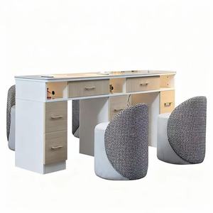 Table de manucure de luxe légère et puissante avec aspirateur intégré, modèle tendance pour une, deux ou trois personnes, et chaises - Product Image 6