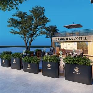 กระถางดอกไม้สแตนเลสสำหรับกลางแจ้ง HX03 ชุดกระถางดอกไม้แบบต่อประกอบได้สำหรับตกแต่งถนนเชิงพาณิชย์ รางปลูกดอกไม้กลางแจ้งพร้อมขาตั้งเหล็ก - Product Image 2