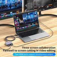 4 1 USB 3.0-A/Type-C Dual untuk 1080P Triple Display Aluminium Alloy Docking Station Port USB Bebas Driver untuk Stok