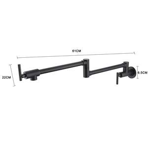Grifo de cocina negro mate, montado en la pared, de doble manija, moderno, de latón, con brazo oscilante plegable, para hoteles - Product Image 4