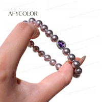 Bracelet en améthyste naturelle et perles d'eau douce avec breloque gourde plaqué or rose, vente en gros, fournisseur OEM personnalisé