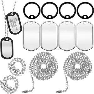 Metal Crafts Dog Tags Silencer Silicone Round Rubbers ID Tags Silencer Set Complete with Ball Chains