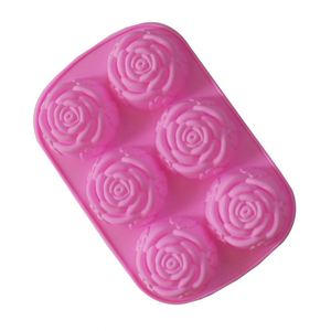 Fournisseur chinois d'accessoires de cuisine de haute qualité, moule en silicone DIY à 6 compartiments, forme de rose 3D, moule à pâtisserie, gâteau, pudding, gelée - Product Image 6