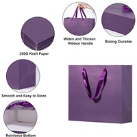 Grands sacs en papier de qualité supérieure pour les petites entreprises Logo privé imprimé sur mesure Carton d'emballage violet pour vêtements Cadeau Shopping