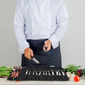 Di alta qualità in pelle tela cerata Chef cucina Kit di attrezzi borsa per lo Chef di stoccaggio all'aperto Tote coltello da cucina rotolo porta borsa coltello