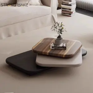 מודרני מותאם אישית מלבני עץ מלא מרכז קישוט הבית אלון ריהוט ביתי שולחן קפה מסתובב לסלון