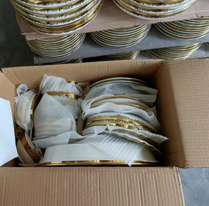 Vajilla de Cerámica de Lujo con Borde Dorado, Surtido Variado en Caja, Platos y Tazones Irregulares, Paquete Mixto para Hotel y Regalo - Product Image 6
