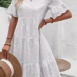 Vestido Bohemio de Moda, Nuevo, de Verano, de Algodón, para Mujer, Informal, con Bordado Floral, Estilo Casual, Hasta la Rodilla - Product Image 2