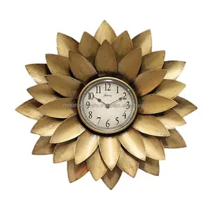 Gold Petal Wall Clock Decorative Avellino Layered Floral Mirrored Metal Wall Clock For Home