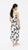 Robe trapèze élégante pour femmes, bretelles spaghetti, motif floral noir, longue robe maxi décontractée pour l'automne, vacances, mode, en mousseline