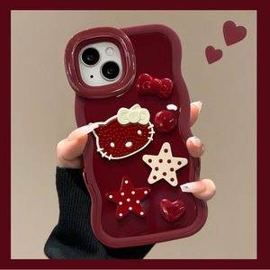 Funda de Silicona con Soporte Doble y Diseño de Gato con Lazo, Estilo Año Nuevo para Xiaomi 14, para Chicas - Product Image 3