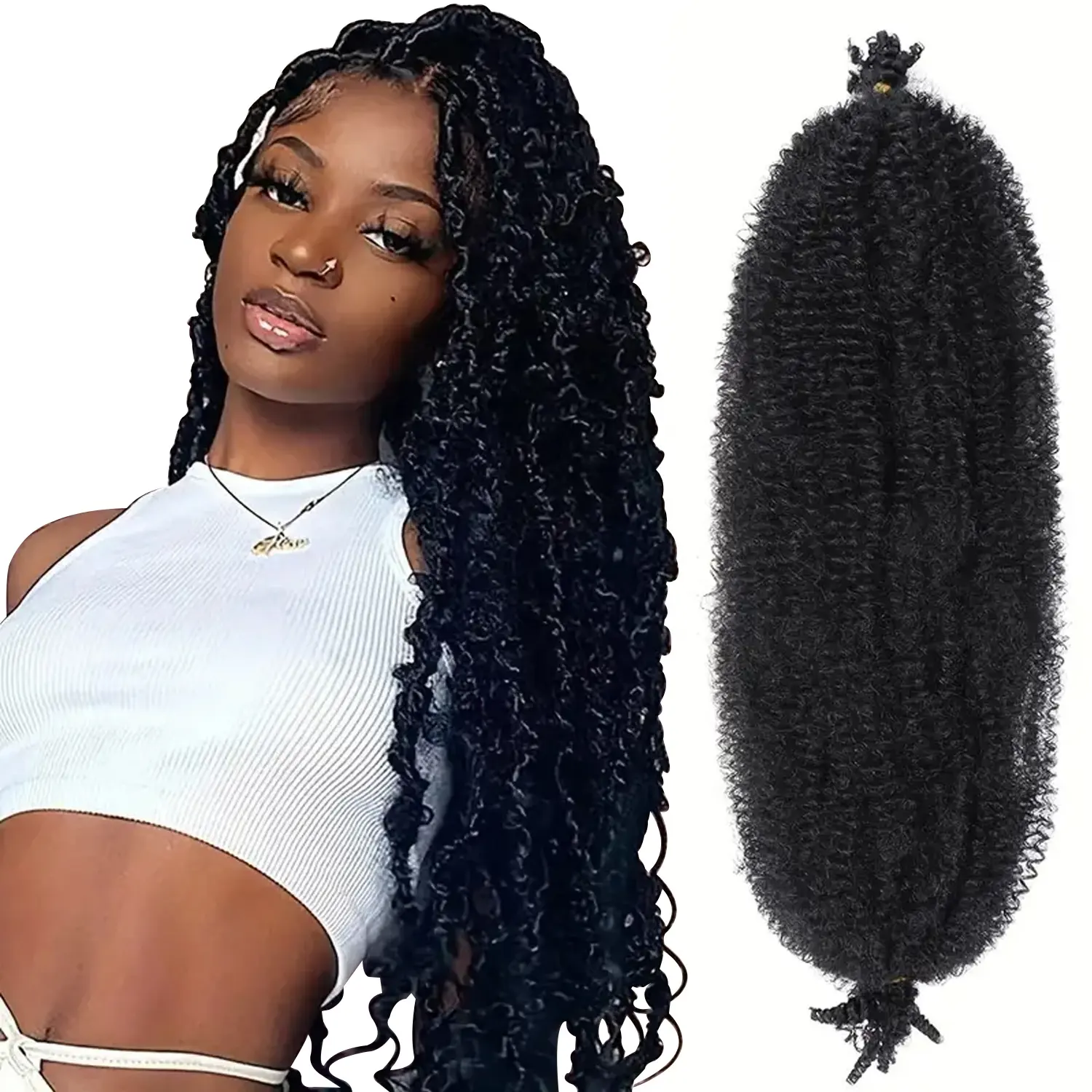 24 Inch Pre-Parted Stretch Afro Twist Hair Spring Twists Para Angustiado Cabelo Macio Longo Marley Braid Cabelo Sintético Para As Mulheres