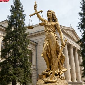 Estatua de la Dama de la Justicia en Bronce Dorado YOUFINE para Decoración de Instituciones y Exteriores - Product Image 1
