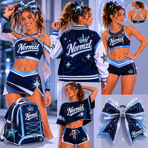 Uniforme <span class=keywords><strong>de</strong></span> Animadora Brillante en Oferta, Conjunto <span class=keywords><strong>de</strong></span> Calentamiento con Estampado por Sublimación <span class=keywords><strong>para</strong></span> Mujeres - Product Image 1