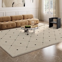 Tapis de chambre à coucher de style turc Tapis de salon en faux cachemire à damier noir et blanc