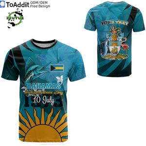 Camiseta Personalizada del Día de la Independencia de las Bahamas, 10 de Julio, con Estampado de Pez <span class=keywords><strong>Marlin</strong></span> Azul de las Bahamas con Hibisco, Camiseta Deportiva de Manga Corta para Hombre - Product Image 5