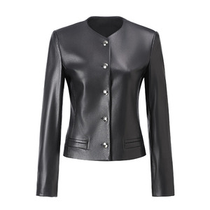 Veste en cuir véritable pour femme, <span class=keywords><strong>blazer</strong></span> en cuir de mouton véritable pour l'hiver, le printemps et l'automne - Product Image 3
