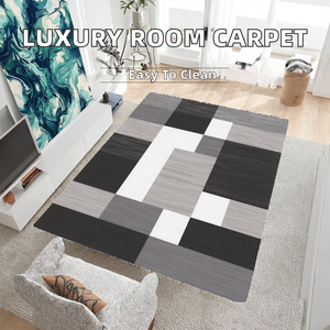 Tapis carré moderne en polyester lavable de grande surface, style européen de luxe, épais, pour salon et chambre, fabriqué à la machine, non tissé - Product Image 2