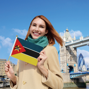 Venta al por mayor Gran oferta países del mundo 14*21cm bandera ondeando a mano de Mozambique con varilla de madera - Product Image 3