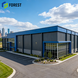 อาคารโครงสร้างเหล็กสำเร็จรูป แข็งแรง ทนทาน พื้นที่กว้างขวาง เหมาะสำหรับฟาร์มโคนม ได้รับการรับรองมาตรฐาน ISO9001 ใช้เป็นโกดังหรือโรงงานได้ - Product Image 1