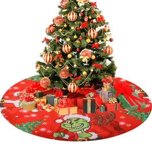 Grinch Christmas Tree Skirts Plush Carpet Xmas Floor Mat Ornaments Merry Christmas New Year Christmas Tree Decor