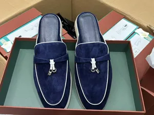 Designer Sneakers Leather Mule Loafers for Women Backless Slip-On Casual Decorative Metal Accent Flat Breathable Soft for Summer - Product Image 4