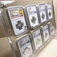 Étui de présentation en acrylique pour pièces de monnaie classées TCG personnalisées à 8 emplacements, support pour pièces de monnaie classées NGC PCGS avec aimant puissant