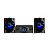 Mini Sistema Profesional de Cine en Casa de 100W RMS con Nuevo Altavoz Trolley para Fiestas en Rojo y Azul, Potencia de Salida de 50W*2, Fabricado en Madera