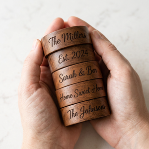 Wood Napkin <b>Rings</b> Set Personalized With <b>Names</b> Handcrafted For Wedding Table Decor Modern Design Durable 4.5cm Width - Product Image 1
