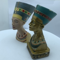 Figurines Vintage artistes égyptiens anciens, artefacts de tête de reine buste de paon, Statues pour décoration d'étagère de chambre
