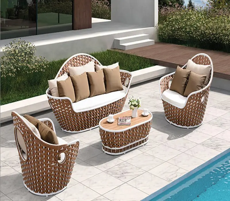 High quality outdoor furniture rattan sofa garden sets wicker design sofa made china low price