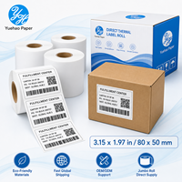Papier thermique autocollant, papier thermique blanc, étiquettes longues 80x50mm, rouleau d'étiquettes thermiques directes, auto-adhésif pour code-barres