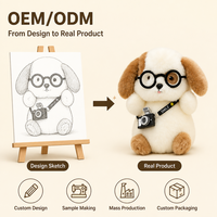 Peluche chiot photographe Kawaii avec lunettes, jouet en peluche doux, cadeau pour enfant