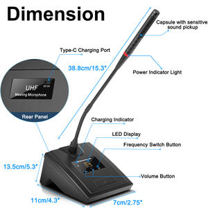 ไมโครโฟนไร้สาย QU7 UHF สำหรับการประชุม ไมโครโฟนแบบคอห่าน สำหรับการสอน การพูด และการประชุม ลดราคาพิเศษ - Product Image 4