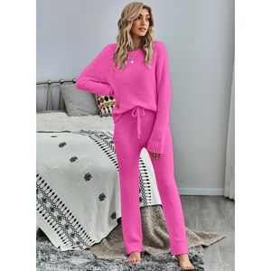 2025 <b>Women's</b> Casual Long Sleeve <b>Fleece</b> Knitted Pajama Set Loungewear Fuzzy <b>Fleece</b> PJs - Product Image 6