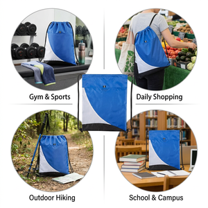 <b>Drawstring</b> <b>Backpack</b> 46cm Colorblock Cinch Sack Gym Bag Reflective Elastic Shoulder Straps Sports Hiking School Shopping 4 Colors - Product Image 4