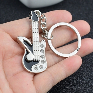 Wholesale Metal Guitar Shape Key <b>Ring</b> Black Music Keychain Custom Music‑themed Souvenir For Band Gift - Product Image 4