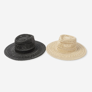 Sombrero Fedora de Paja Calado de Moda para Unisex, de Ala Ancha y Transpirable, para Sol, Verano, Vacaciones en la Playa, Exterior, Casual, <span class=keywords><strong>Gorra</strong></span> <span class=keywords><strong>Tejida</strong></span> - Product Image 2